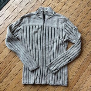 Men’s Calvin Klein Jeans Gray Ribbed Zip-Up Sweater